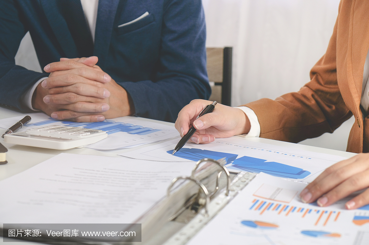 商務主管在辦公室進行業績銷售的咨詢談判會議。